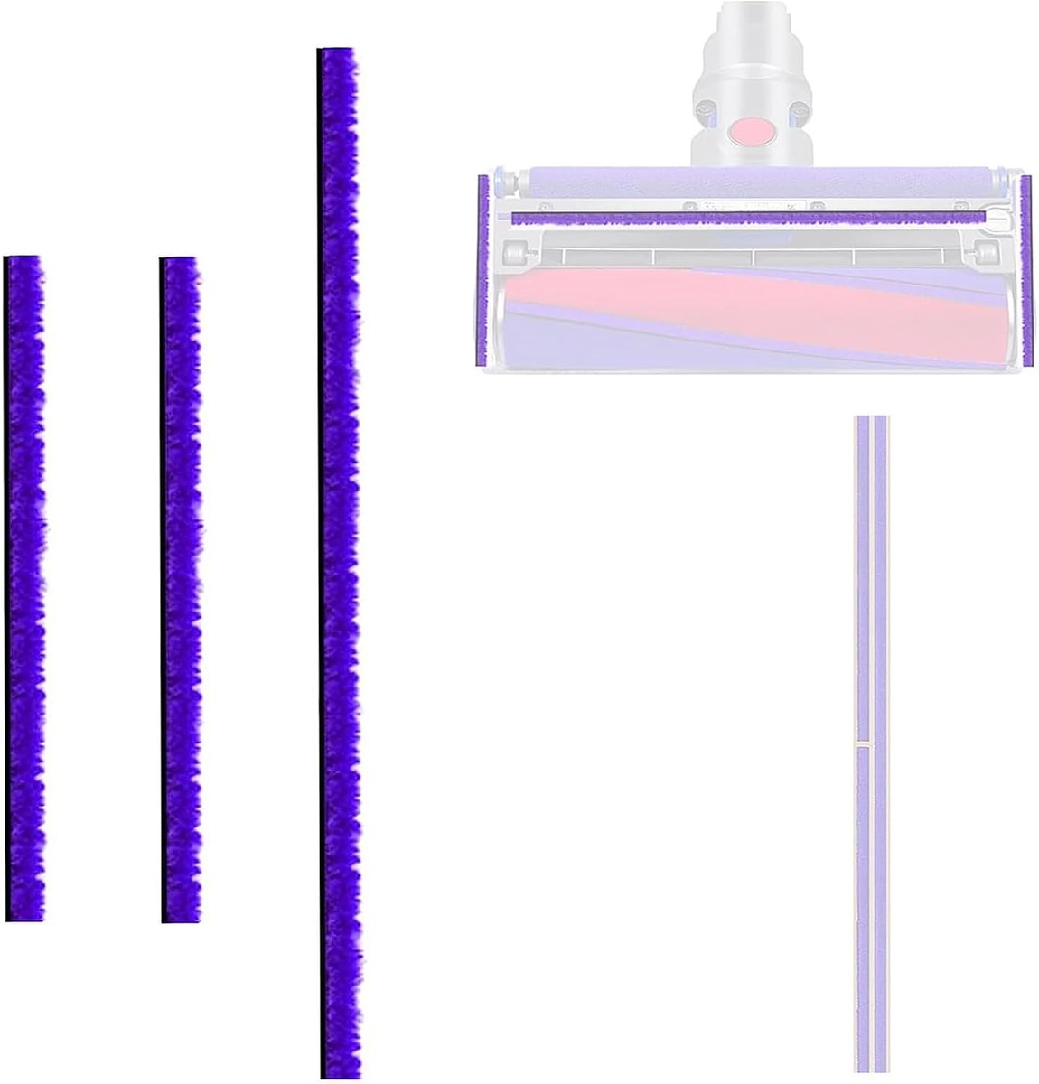Set van 3 pluche strips voor Dyson V6 V7 V8 V10 V11 V12 V15 DC58 DC59 DC62 DC72 stofzuiger voor Dyson stofzuiger elektrische borstel zelfklevende strip zachte pluche band (1 verdeeld in 3)