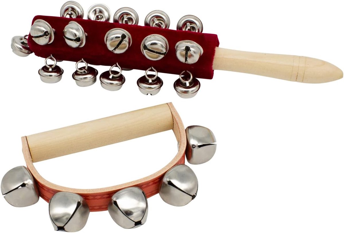 Set: Schelrammelaar/klemstok en klem krans van hout voor kinderen muziekinstrument- 3850-3852