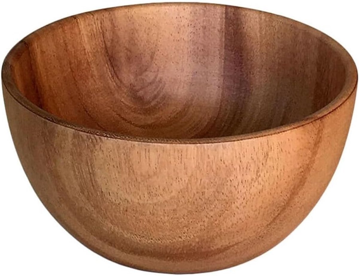 Houten serveerschaal, houten slakom, keukenkommen, bestek, fruitschaal voor diners, keukenopslag (13 x 6 cm)