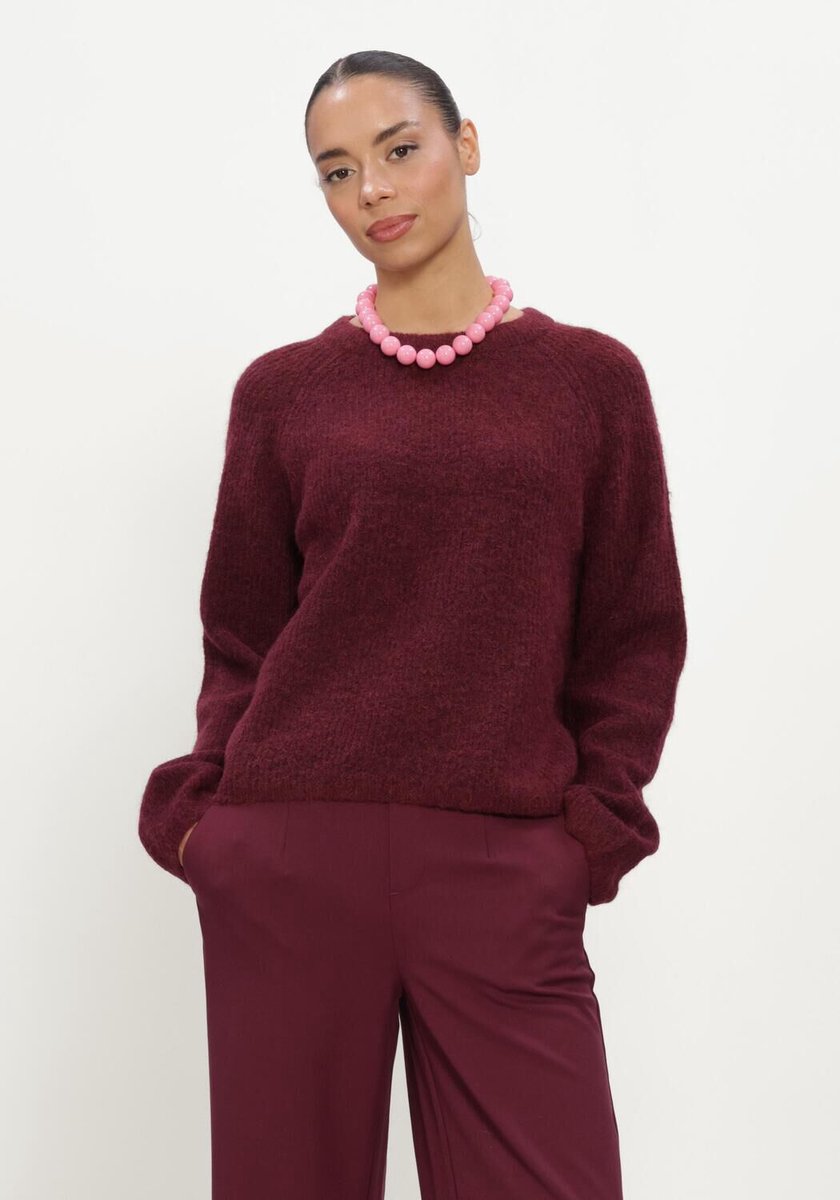 Object Objagate O-neck L/s Knit Pullover Noos Truien & vesten Dames - Sweater - Hoodie - Vest- Bordeaux - Maat XL