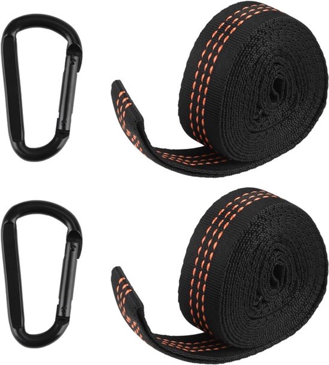 Robuuste hangmatriem set met karabiners voor camping, schommel en hangstoel, maximaal 300 kg draagvermogen, hoogwaardig polyester