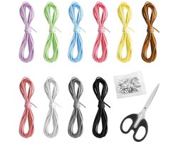 Sieradenmaakset - Kunstsuède Koord 10 Kleuren - Inclusief Clips en Schaar