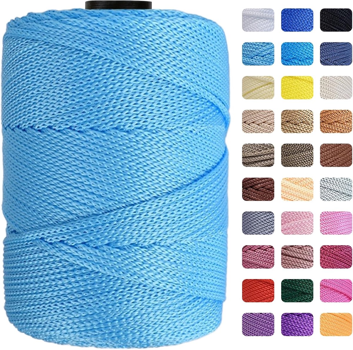 Macramé garen, 3 mm x 200 m, premium polyester garen, 1 verpakking (elk 230 g/200 m), 100% polypropyleen voor handwerk, woondecoratie, tapijten, handtassen, tassen, hangtassen, enz., met in