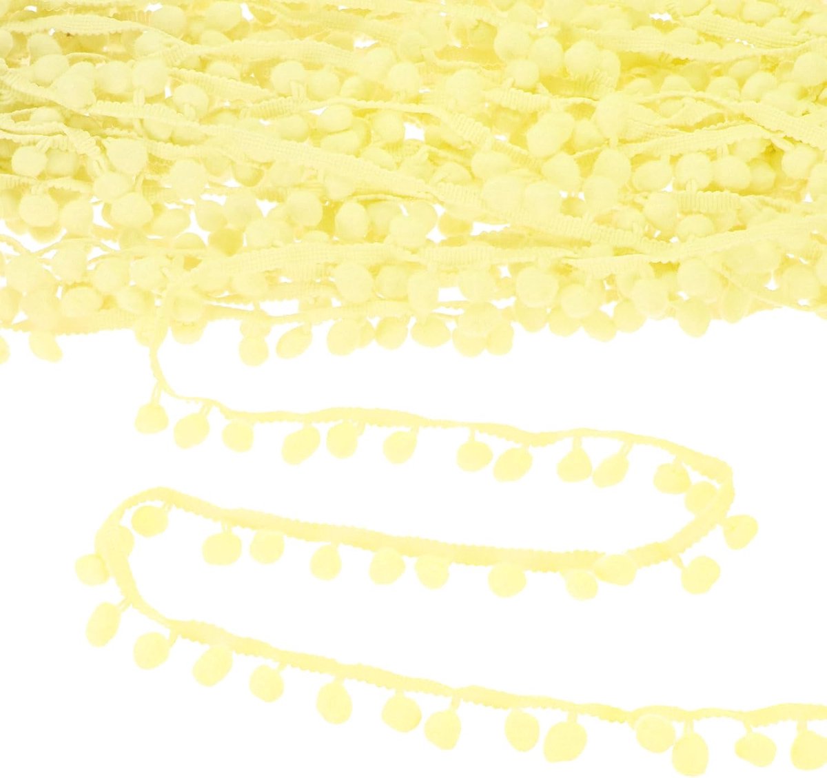 METERXITY Pom Pom Ball Fringe Trim, 10 Yards 11 mm Ball Fringe Trim Lint Naaien Accessoire voor Huisdecoratie/DIY Ambachten/Gordijn/Kussen [Lichtgeel]