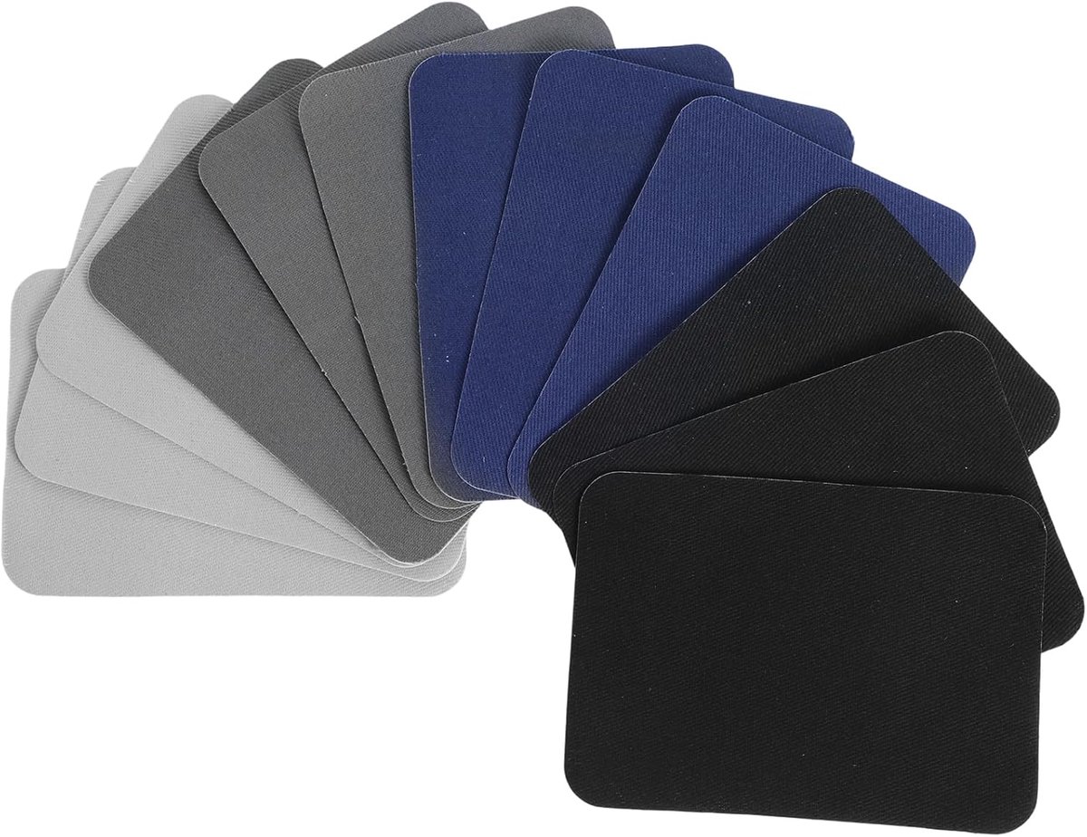 12 stuks stoffen reparatiepleisters, 10 x 7 cm premium denim opstrijkpatches voor kleding binnen en buiten broekpatch voor gaten, opstrijkbare reparatiepatch voor kleding, jeans, broeken (4