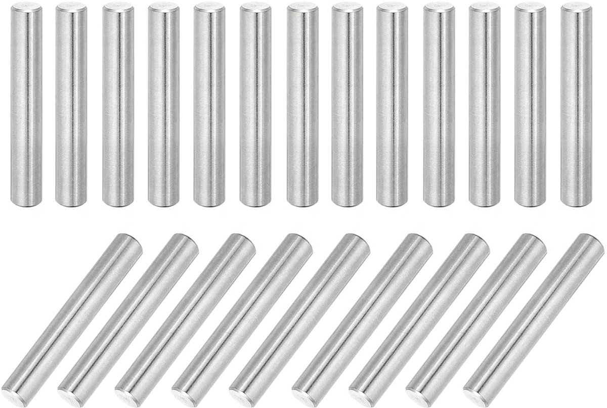 22 stuks plugpennen 6 mm x 40 mm planksteunpen 304 roestvrij staal plankpennen voor planken, kasten, meubels, vernikkeld, zilverkleurig