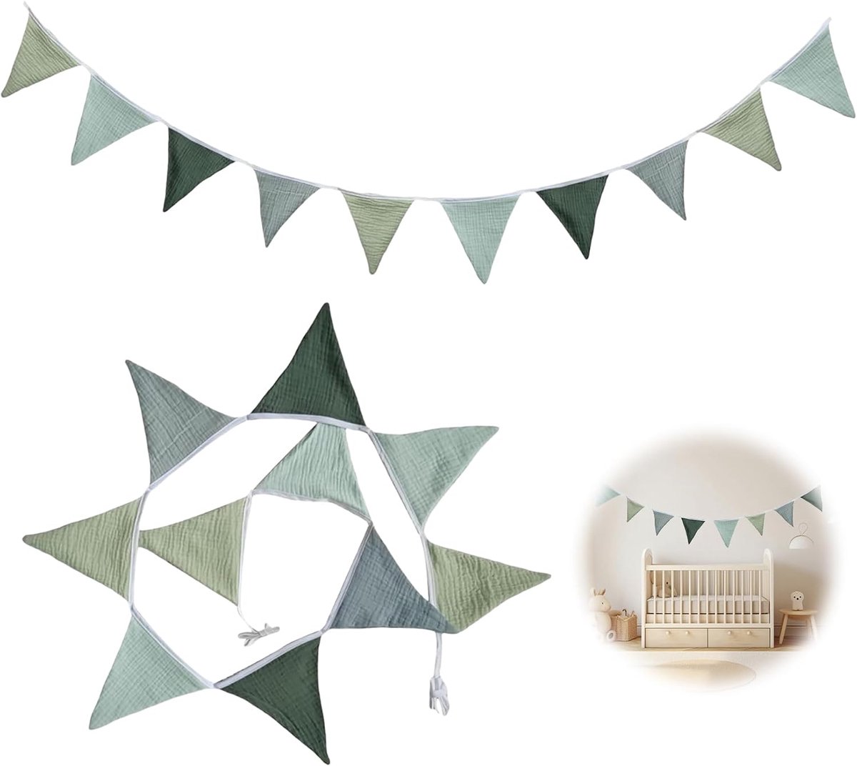vlaggetjesslinger kinderkamer (lichtgroen)