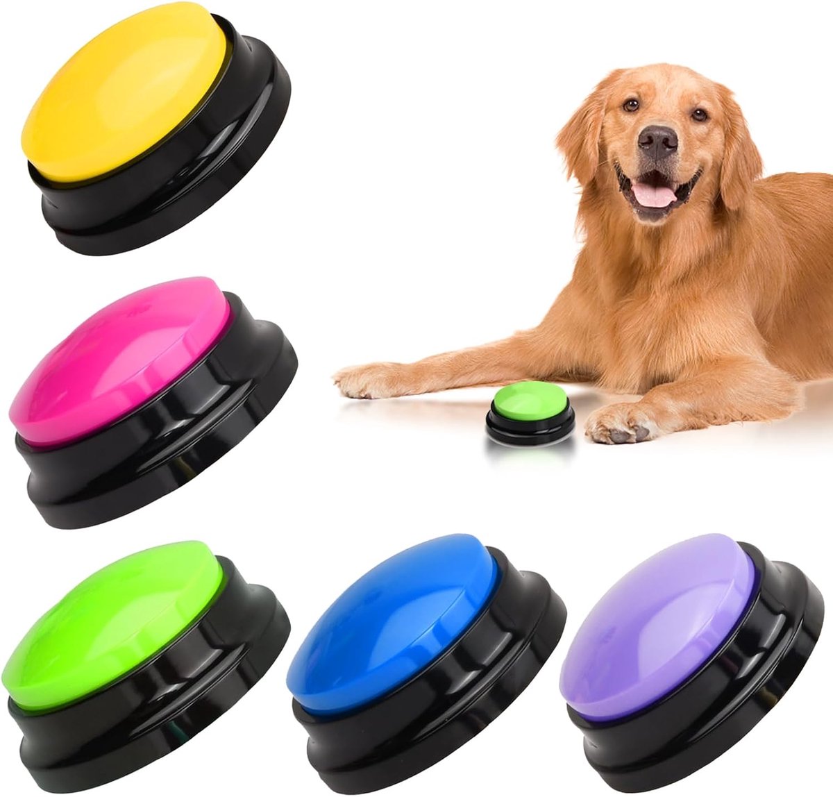 5 stuks knoppen voor pratende honden, registreerbare hond, spraakopname, sprekende honden, zoemer, communicatieknop voor huisdieren, communicatie en training