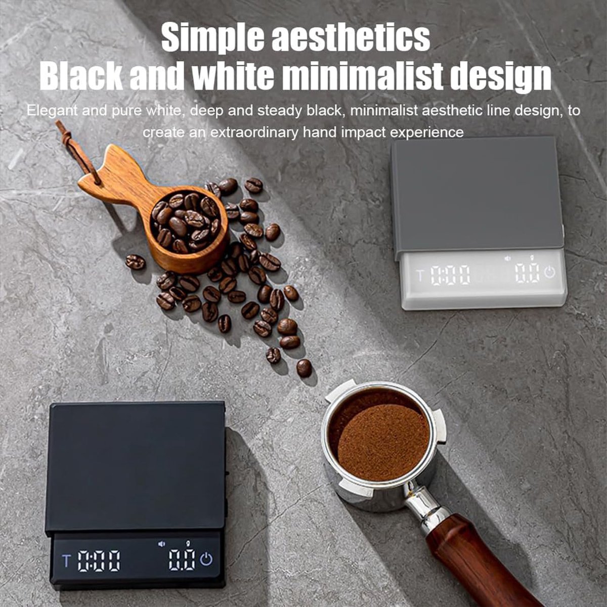 Mini-koffieweegschaal met timer, 2 kg/0,1 g, voor espresso en pour-over oplaadbare espressoweegschaal met led-display, barista weegschaal, precisieweegschaal, koffieweegschaal voor draagbare