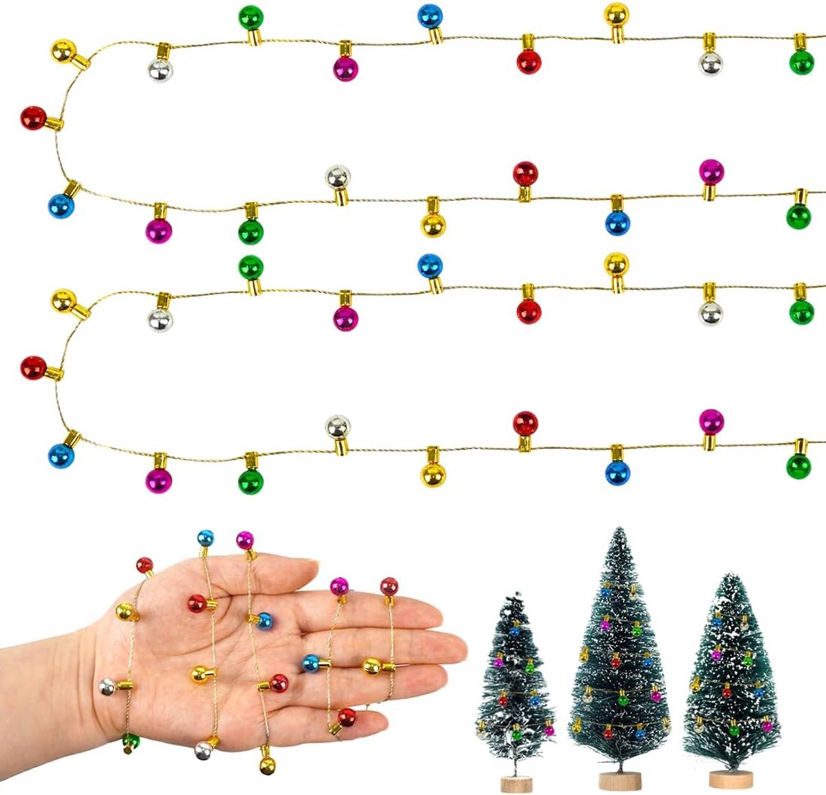 2 stuks kabouterlichtketting miniatuur, kabouteraccessoires Kerstmis, poppenhuis accessoires meubels, kabouterhuis mini lichtsnoer, kabouteraccessoires, kerstdecoratie voor kinderen, cadeau
