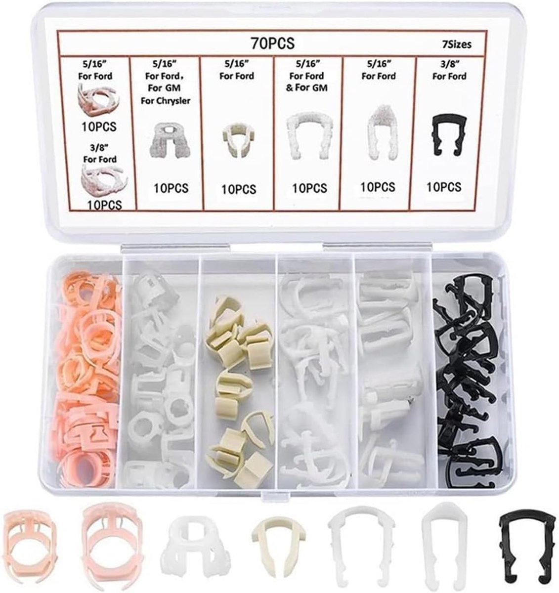 70 stuks bevestigingsclips voor brandstofleidingen van auto's, nylon brandstofleidingconnectoren, herbruikbare clips voor auto's, vrachtwagens en SUV's
