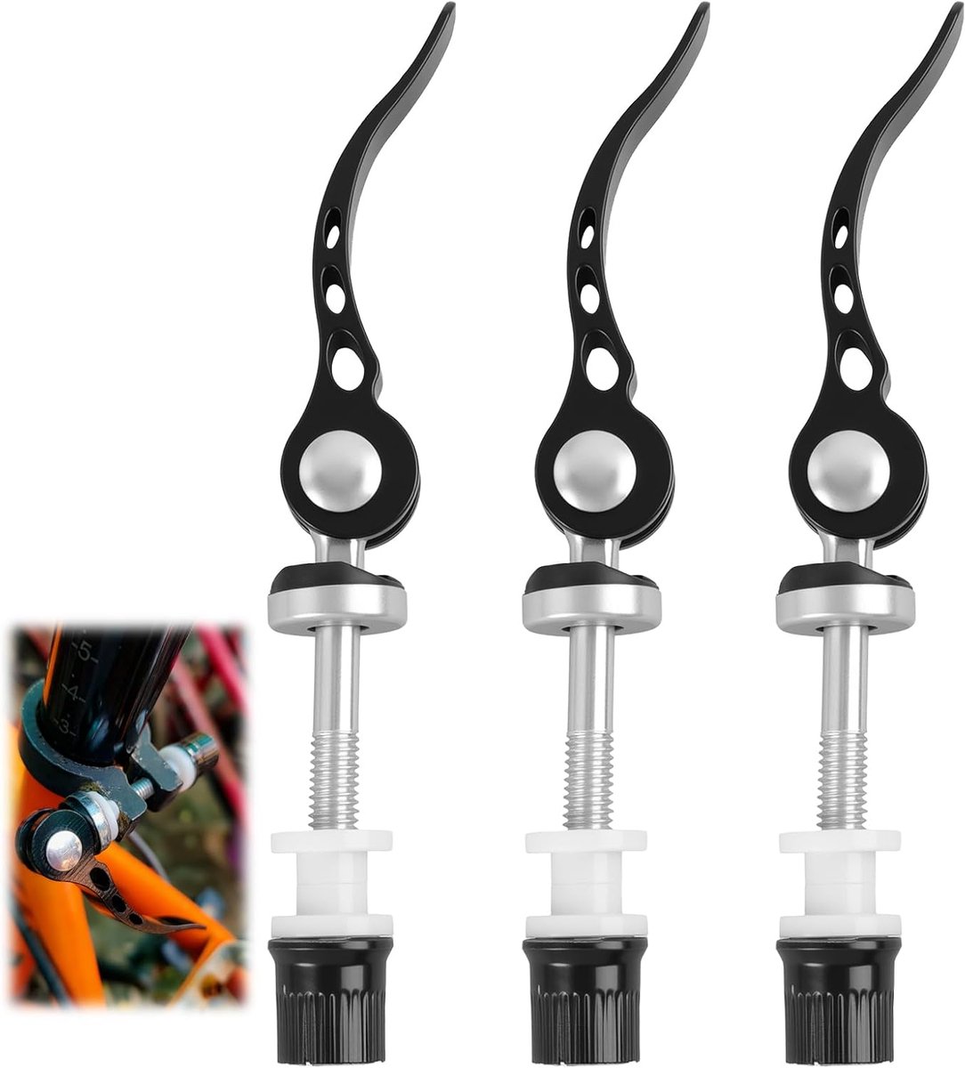 3 stuks snelspanklemmen M6 × 60 mm – zadelhalsband van aluminiumlegering, licht, met snelspanhendel, vervanging voor zadelpen voor mountainbike, racefiets, vile fiets
