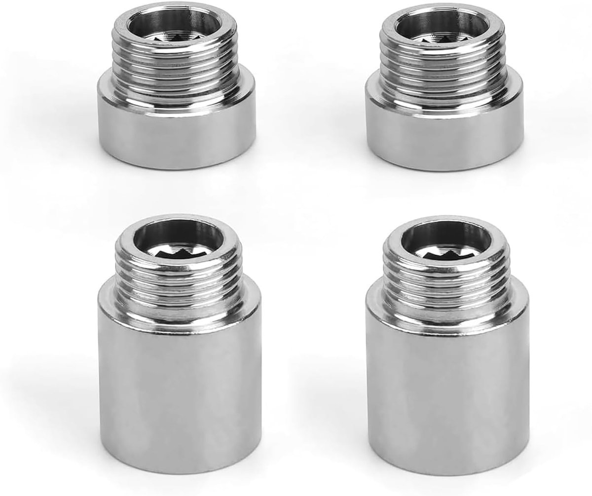 4 stuks schroefdraadverbindingsverlenging (IG Ø 19,8 mm x AG Ø 20,4 mm), kraanverlenging 1/2 inch, roest niet gemakkelijk, voor douchekop, hoekventiel, kraan