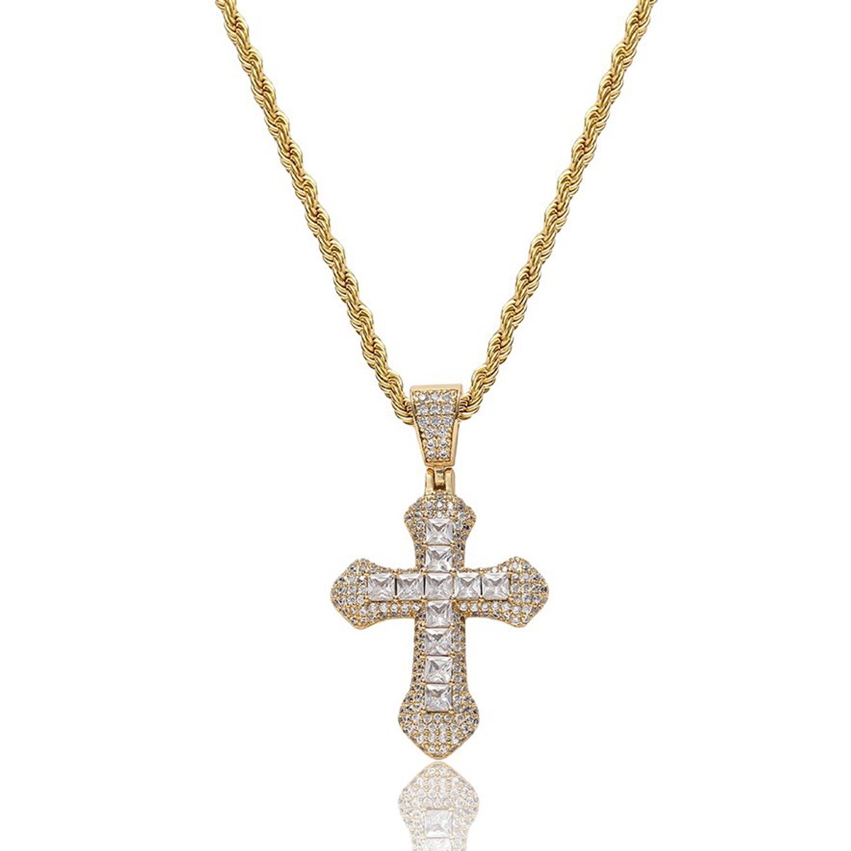 Helin Life Klassieke ketting — Kruisketting met zirkonia — Modieus accessoire voor zowel mannen als vrouwen — Veelzijdige Cubaanse ketting met bijpassende hanger voor koppels — Zilverkleurig
