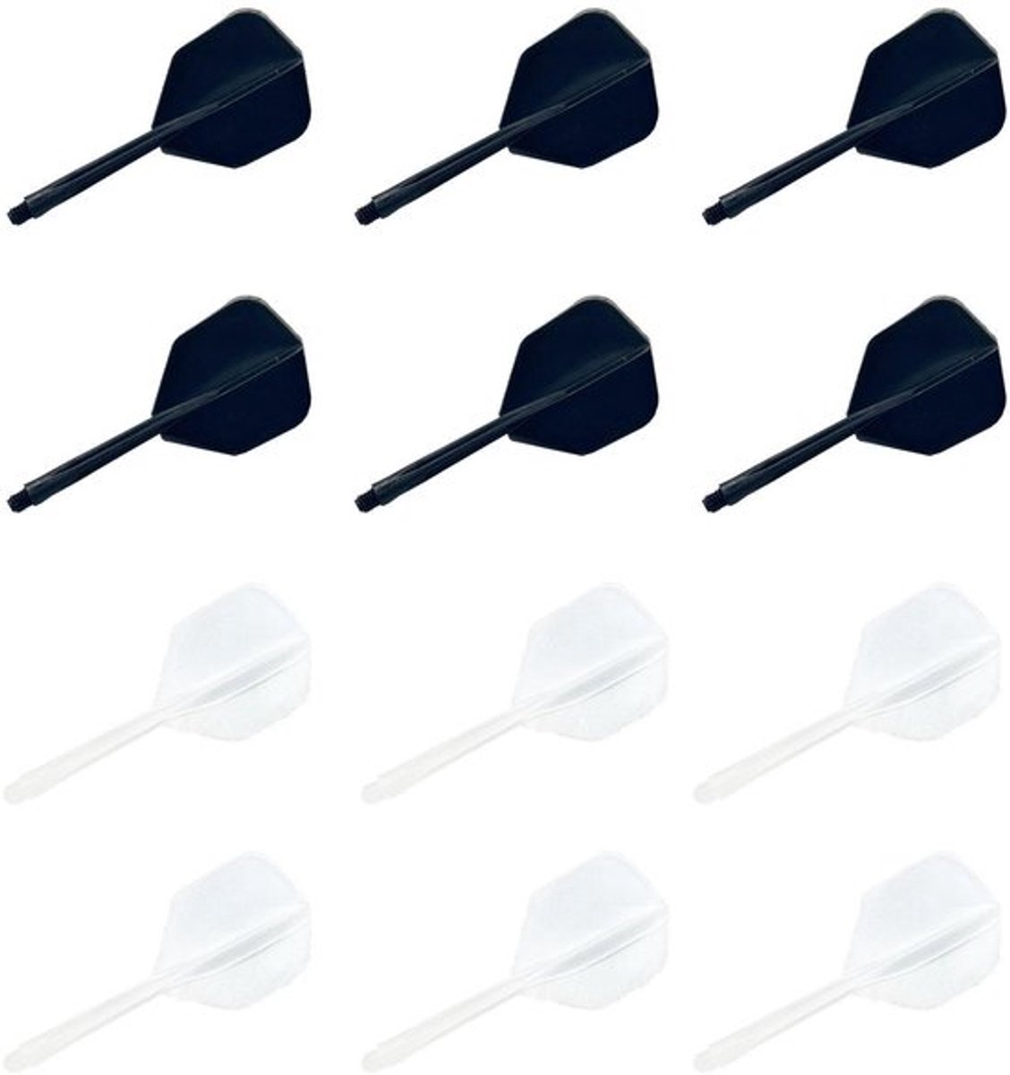 Dart Tails 12 Stuks - Lichtgewicht - Antidart Vleugels - Transparant/Zwart - 8 cm - Duurzaam Plastic - Dart Fins