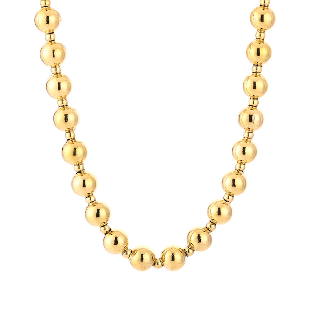 Graduated Bead Chain Necklace – Stalen Kralen Ketting – RVS - Goud