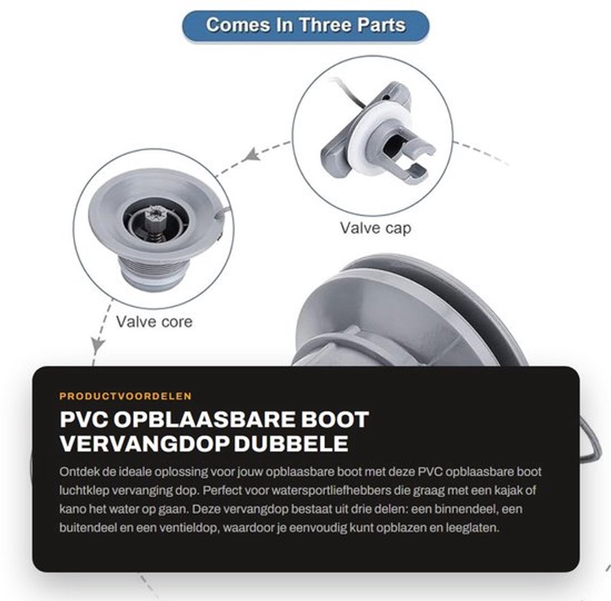 Luchtklep Vervanging - Opblaasbare Boot - Kajak Ventiel - Accessoire - Dubbele Lekbescherming - Drie Delen - Opblaasboot