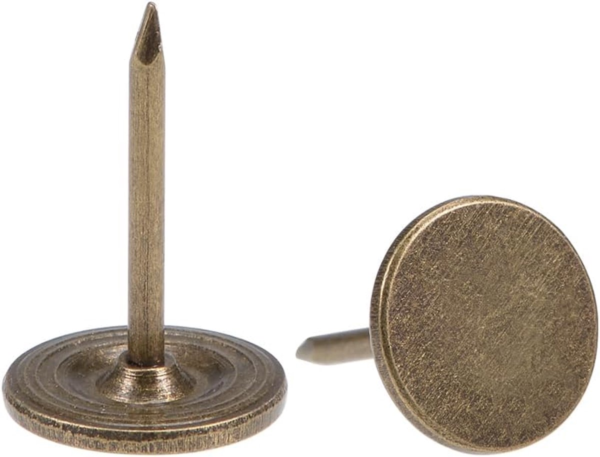 sourcing map 50 stuks. Gestoffeerde nagels punaises 11 mm x 17 mm platte kopnagels Pins zilverkleur 100 pieces Bronze Tone