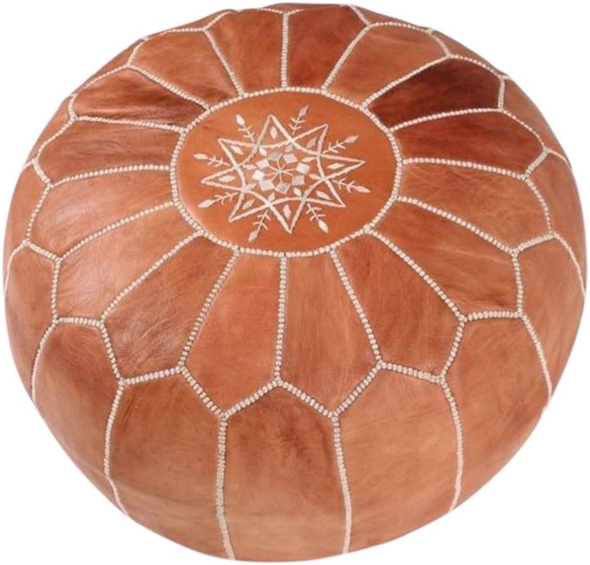 moroccan poufs Ottomane van echt leer, handgemaakt, 53,3 x 53,3 x 35,6 cm, Lichtbruin