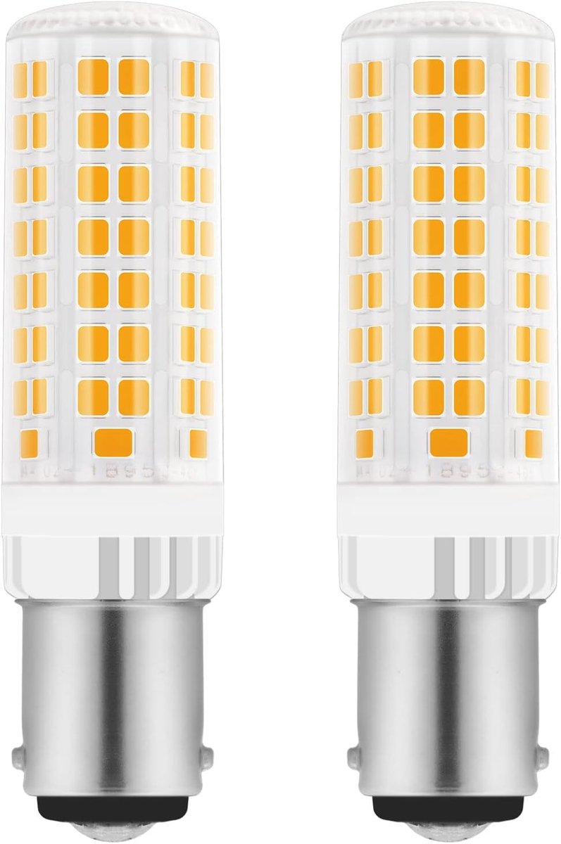led 10W warm wit 3000K 800LM, 95 LED's, dubbel contact, AC 220-240V, B15d halogeenlamp vervangt, niet dimbaar, bajonetfitting B15d warm wit voor plafondlampen, set van 2