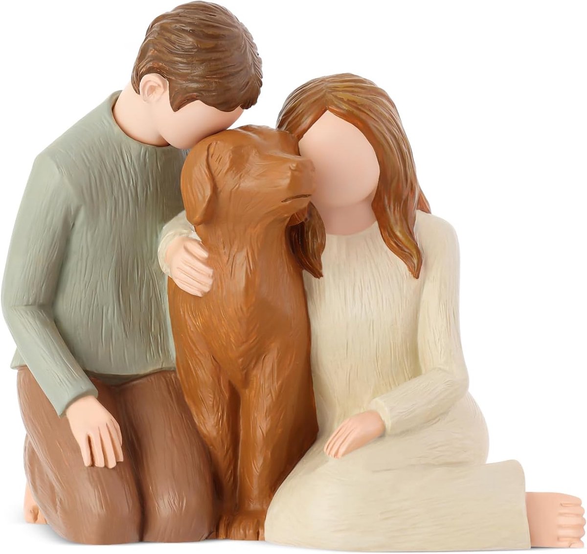 Paar met hond beeldjes ornamenten, wij zijn een familie gedenktekens standbeelden voor hondenliefhebbers