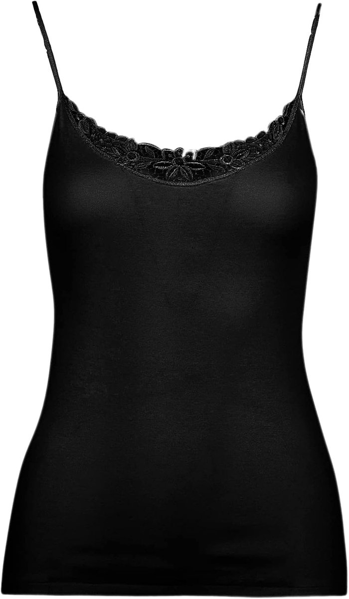 Tanktop voor dames, Kleding, Tanktop, Ondergoed, Top, Shirt, Smalle schouders, 100% Mako-katoen, Zwart, 3XL/4XL