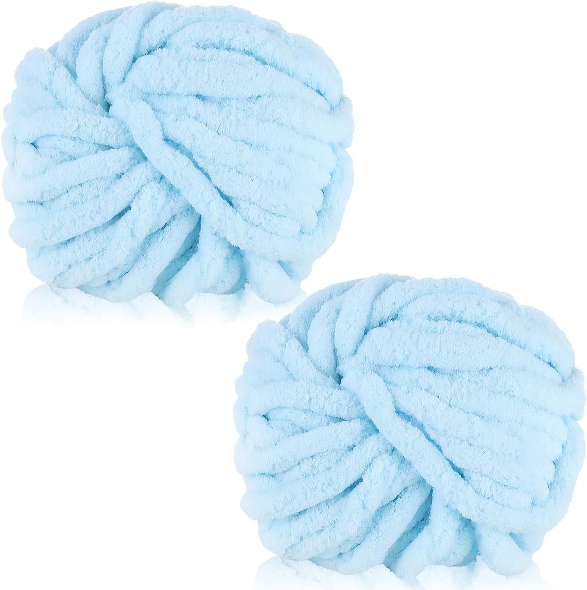 2-pack 240g super grof garen voor handbreien, dik wollen garen, chenille grof dekengaren voor mutsen, sjaals, dekens, kussens, kattenbed (lichtblauw)