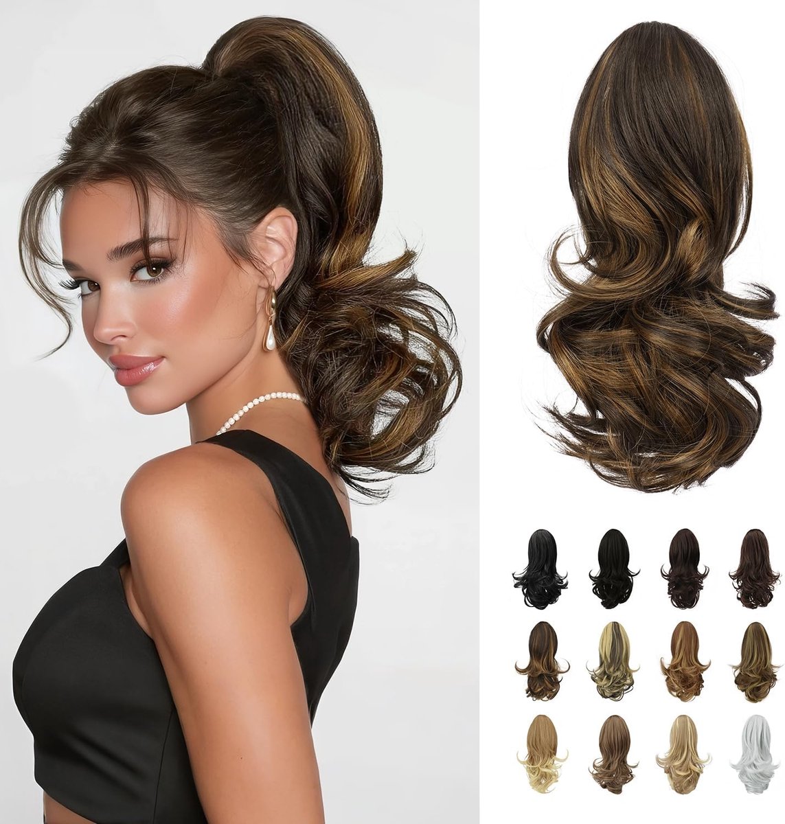 Paardenstaart Extensions met Klauw Clip, 33 cm Lang Krullend Haarextensies Paardenstaarten Clip in Haarstukken Synthetische Haarstukje Haarverlenging voor Vrouwen