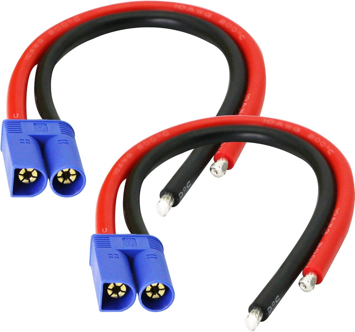Kabelstekker Adapter Banaan Connector, EC5 Laadkabel met 20cm 10awg Siliconen Draad (Verpakking van 2) (Mannelijk)