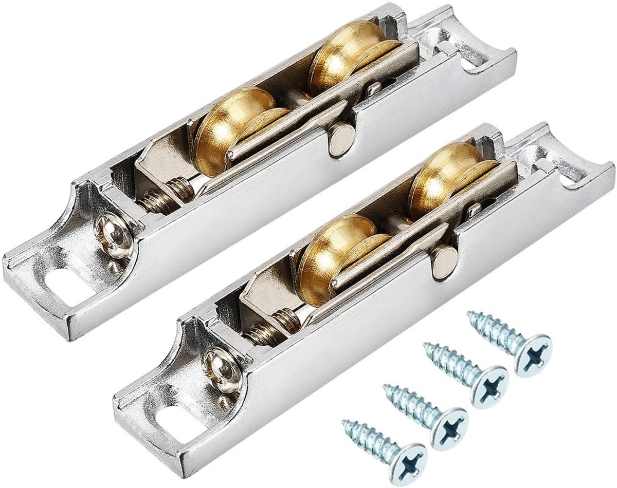 sourcing map 2 stuks 14,5 mm Dmr.Messing galvaniseren dubbel wiel schuifdeur vensterruit DE de
