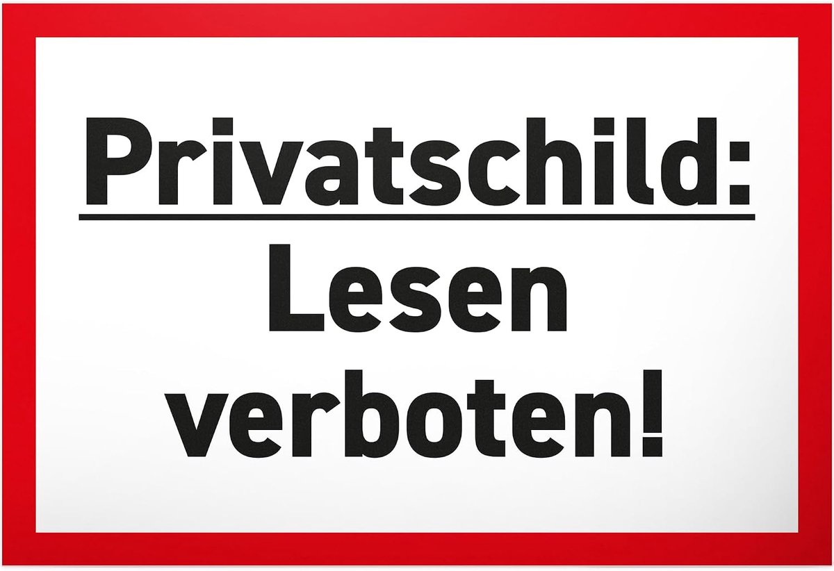 Privacybord lezen verboden - bord kunststof 30 x 20 cm - spreukenbord verjaardagscadeau deurbordje grappige spreuk - cadeau party party decoratie kantoor cadeau-idee collega's vrienden