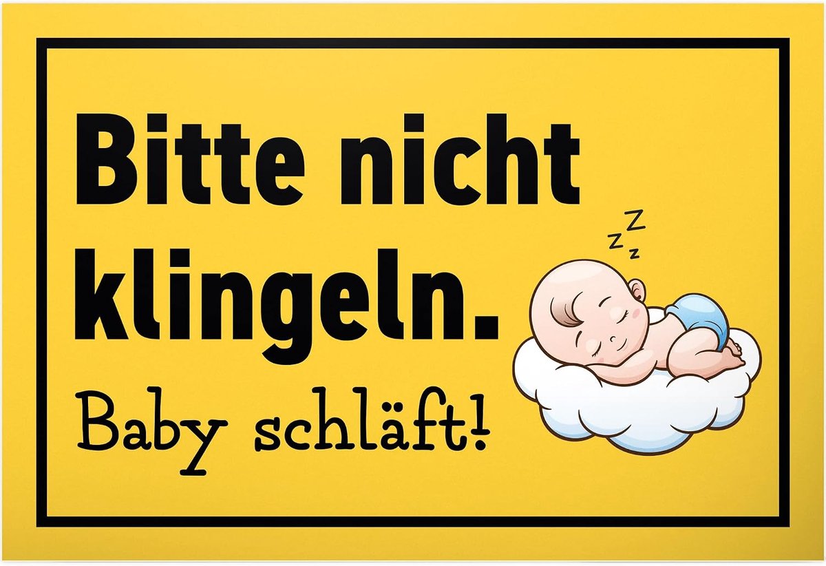 Bitte nicht Klingeln Baby Schlafft - 30 x 20 cm kunststof bord - collega's vrienden cadeau jongen ouders cadeau-idee decoratie - wandbord wanddecoratie pasgeboren spreuk bordje deurplaatje