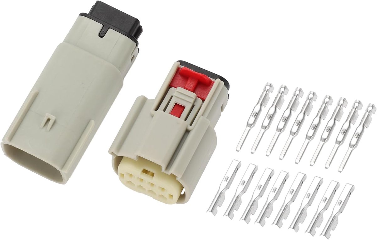 ABSOPRO 8 Pin Auto Kabelboom Connector Plug 1.5mm Serie Mannelijke Vrouwelijke Draad Terminal Connector voor Harley Davidson Plastic Vertind Koper Grijs 1 Set