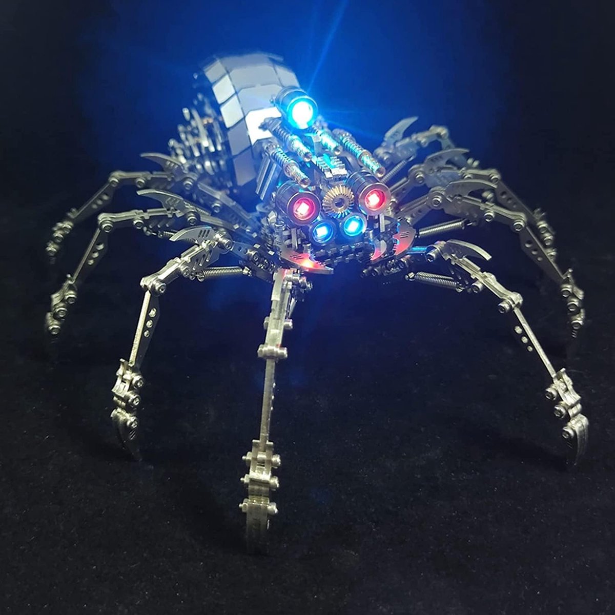 3D metalen puzzels voor volwassenen Spider metalen modelbouwsets met licht, 3D metalen puzzel Spider DIY modelkit, desktop speelgoed geschenken voor volwassenen