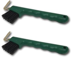 Hoevenkrabber voor Paarden, Ezels, Geiten met Extra Stabiele Borstel en Ergonomische Handgreep (2 x Groen)