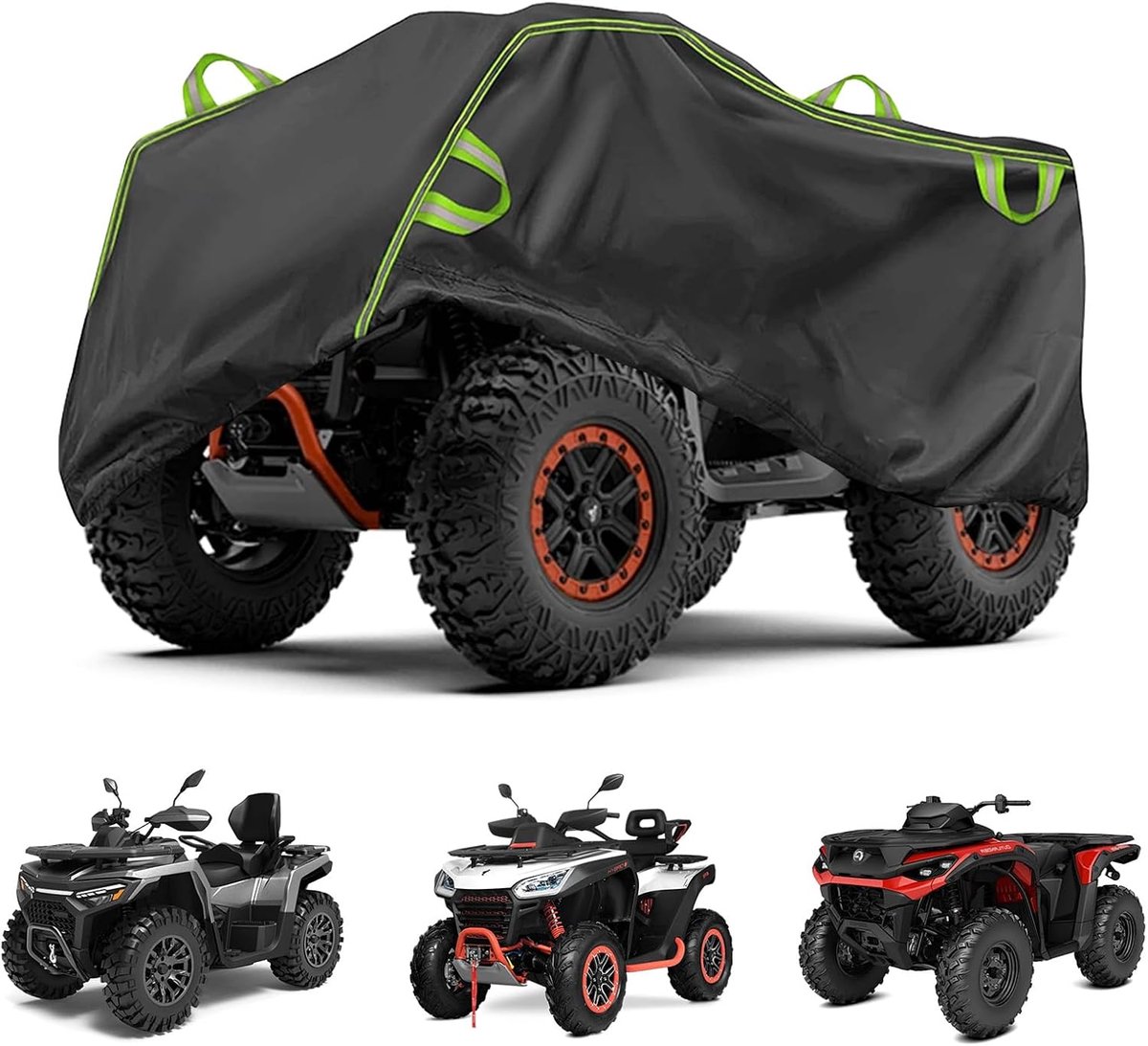 SnelShoppen - Quad-afdekzeil 210D, Waterdichte en Winddichte ATV-afdekking met Reflecterende Strepen, UV-Bescherming tegen Regen, Sneeuw en Stof, Heav