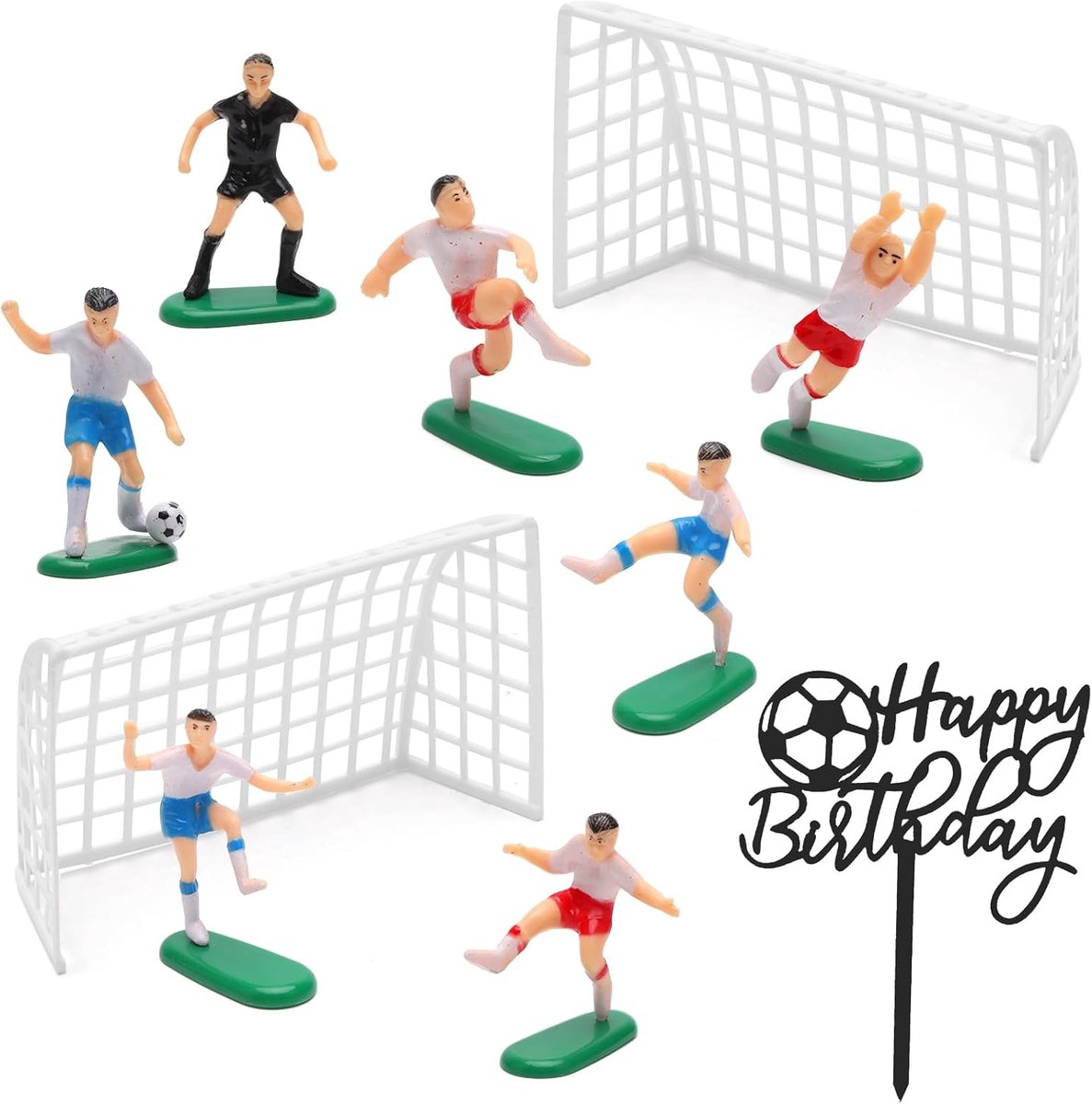 10 stuks taartdecoratie, voetbal, verjaardagstaart, decoratie, voetbaldecoratie, verjaardag, kinderen, toppers, voetbal, spelerfiguur, voetbalspeler, taarttoppers, decoratie voor jongens