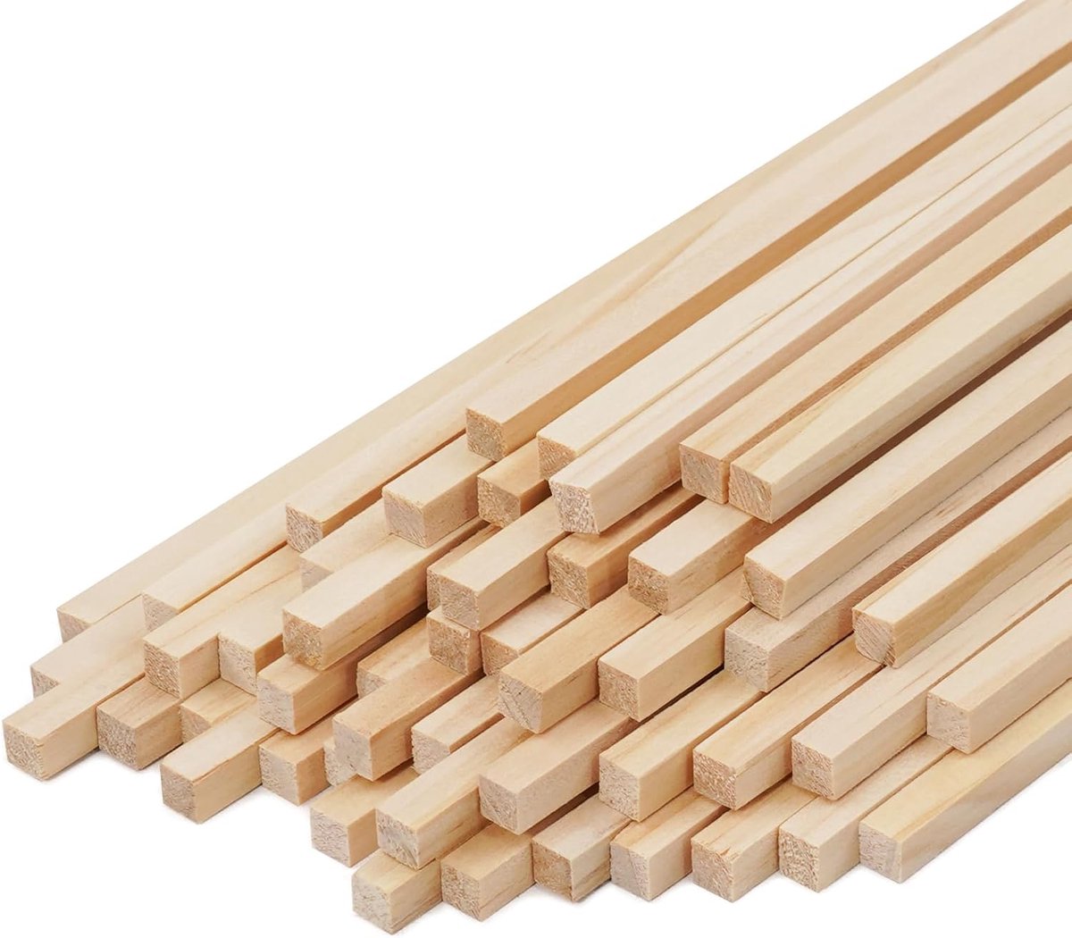 Houten vierkante deuvels, stokken, pluggen, hout, 6 x 300 mm, vierkante houten deuvels, staven, hout voor kunsthandwerk, onafgewerkte hardhouten stokken, doe-het-zelfs, woondecoratie (6 mm)