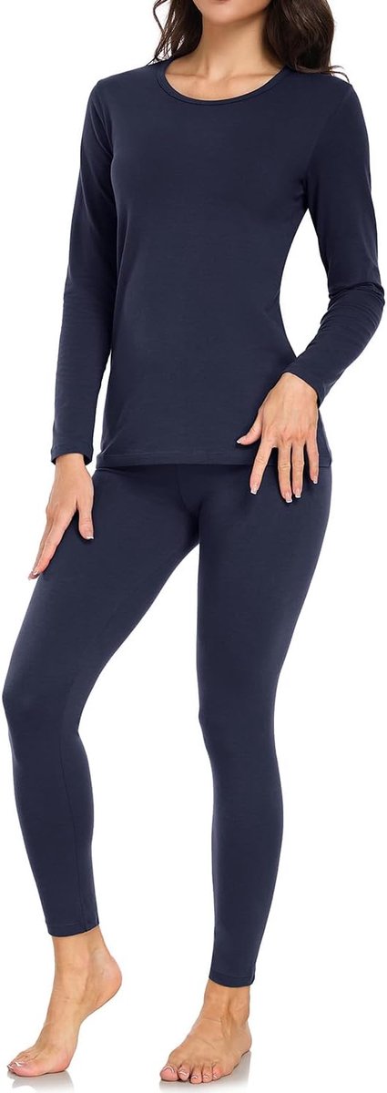 wirarpa Katoenen thermisch ondergoed voor dames, lange onderbroek, basislaag, pyjamaset voor dames, herfst bovenzijde | Zachte, lichte en warme damestop en onderkant