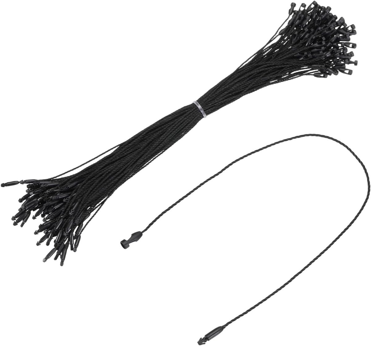 Prijskaartjes van kunststof met 9,8 inch zwart katoenen koord, 100 stuks