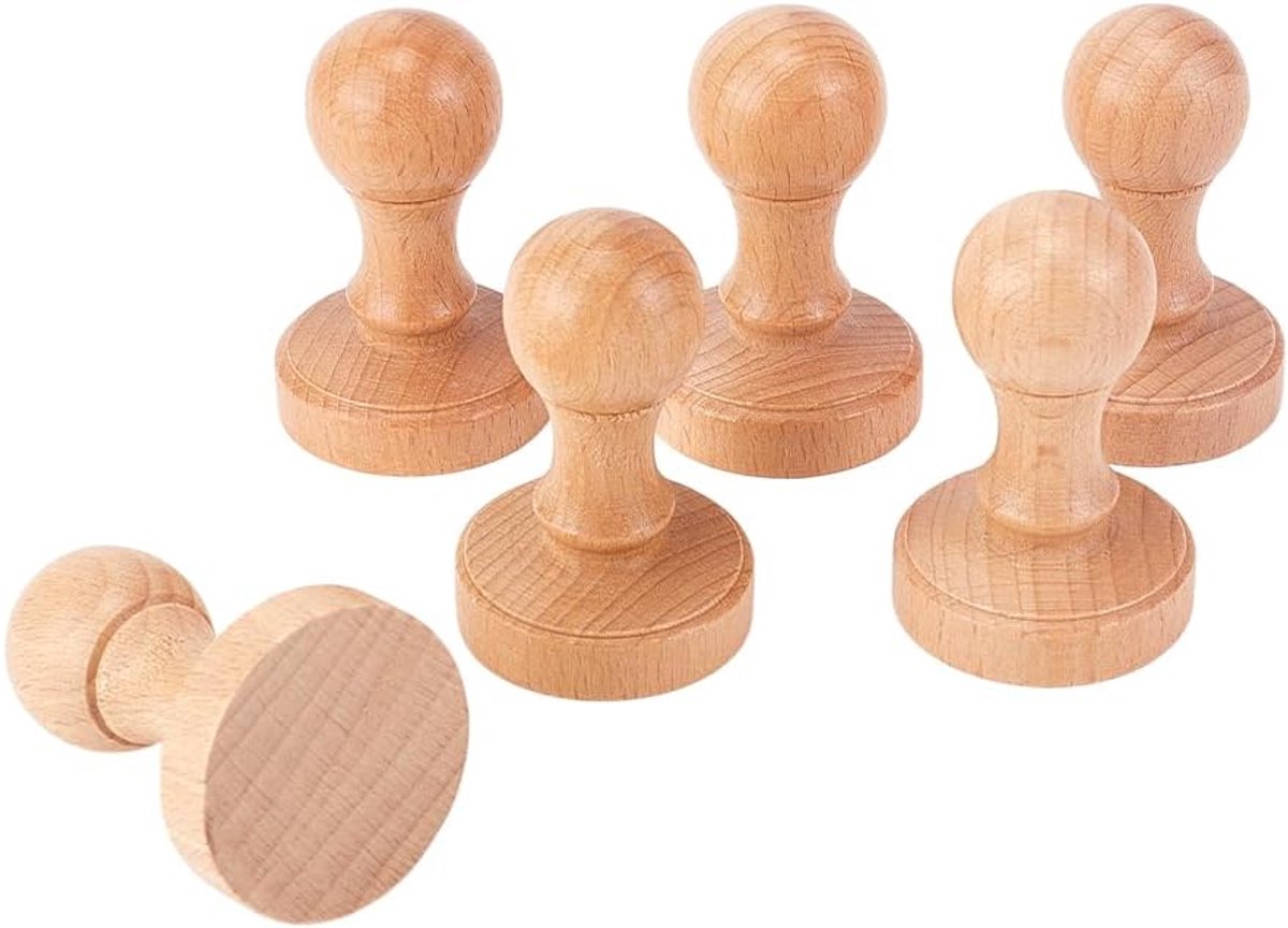 Houten handgrepen voor stempels, 40 mm, houten knoppen, lade-handgrepen, rond, van hout, voor het maken van stempels, knutselen, scrapbooking