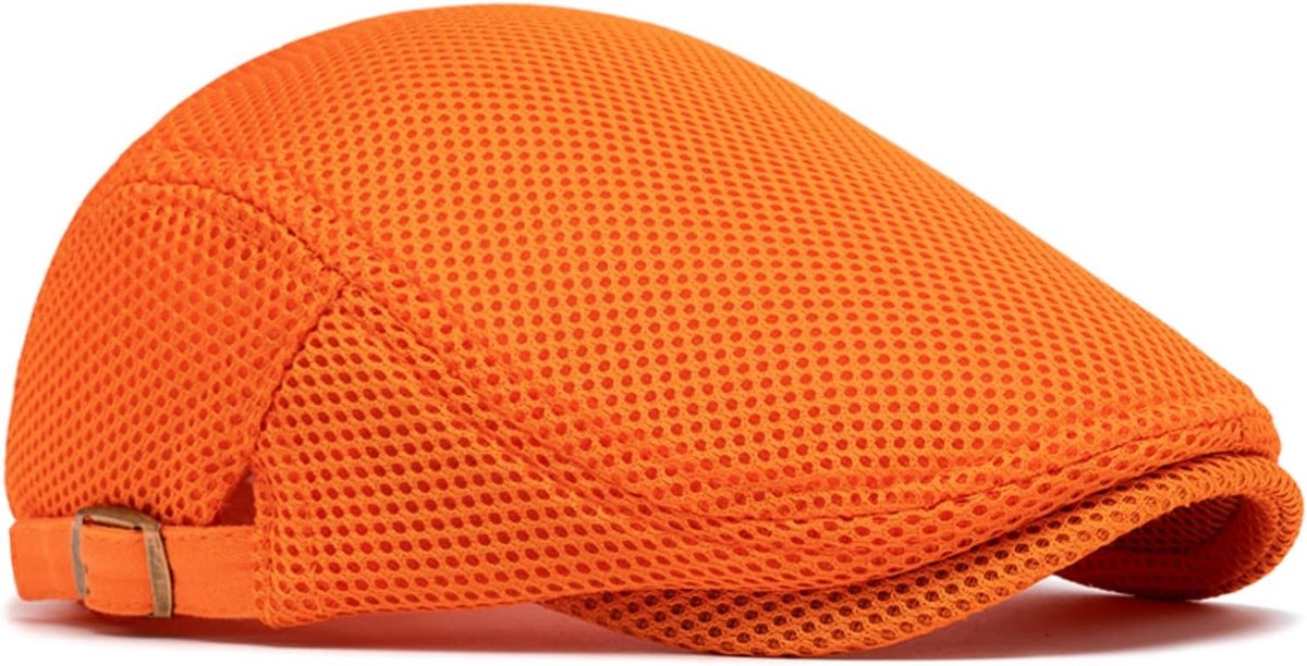 Platte pet voor heren, ademende mesh-baretpet met verstelbare band, platte pet voor outdoor, fietsen, vakantiemuts, wandelen, platte pet, sportmuts, Newsboy, baret voor dames