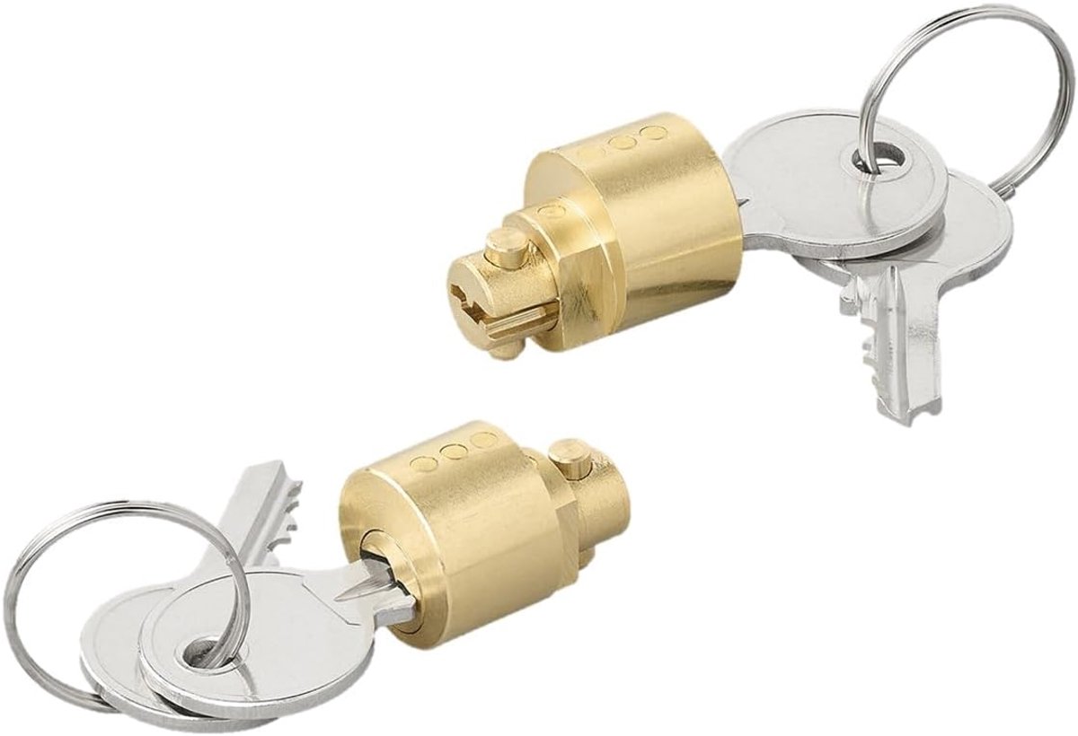 Set van 2 steekslot voor Albe EM60-80-130-180 – diefstalbeveiliging voor trekhaak – koppelingsslot van messing Ø18×25 mm – incl. 4 sleutels – weerbestendig en precies passend