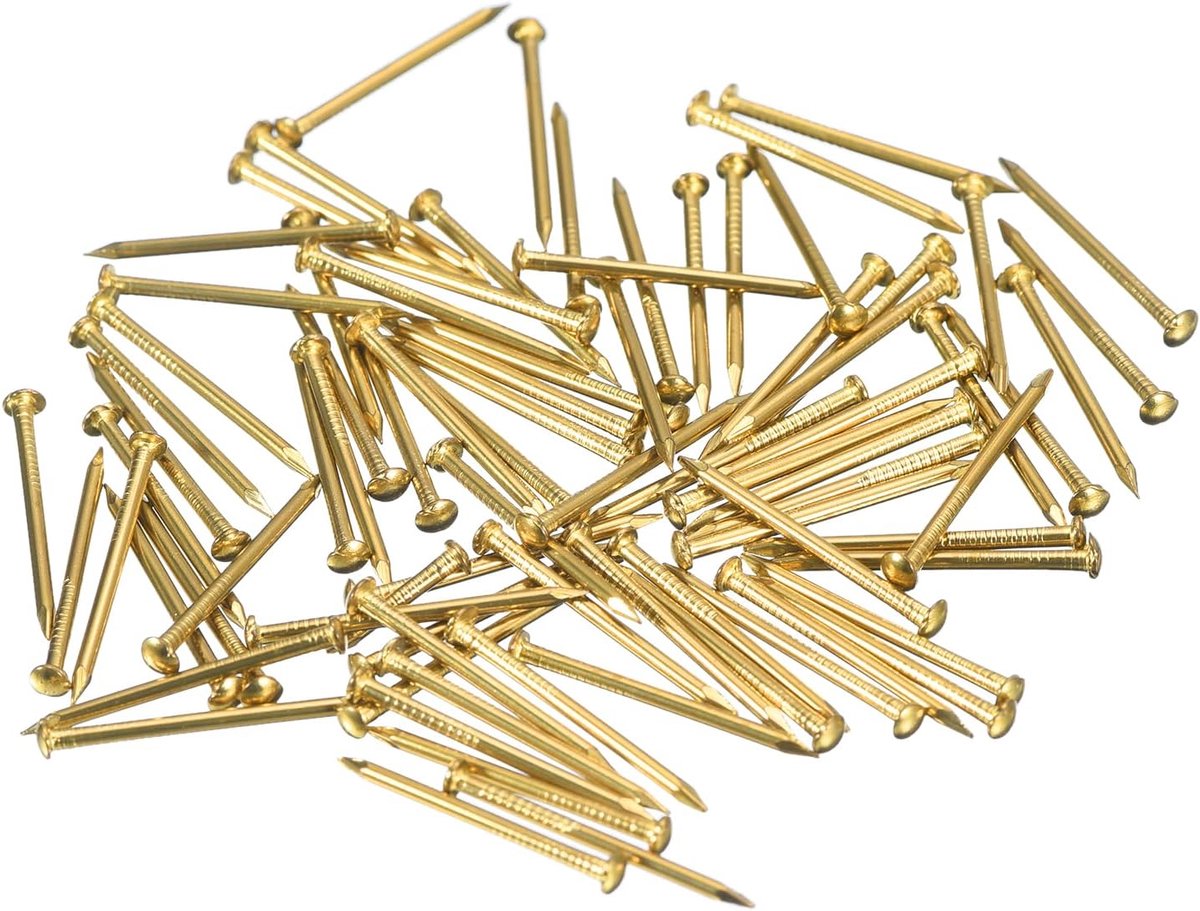 280 stuks kleine kleine nagels, 1,2 x 20 mm (d x l), kleine messing nagels, hardware, ronde kop, messing, nagel voor hout, doe-het-zelfprojecten, decoratieve dozen, huishouden, messing klei
