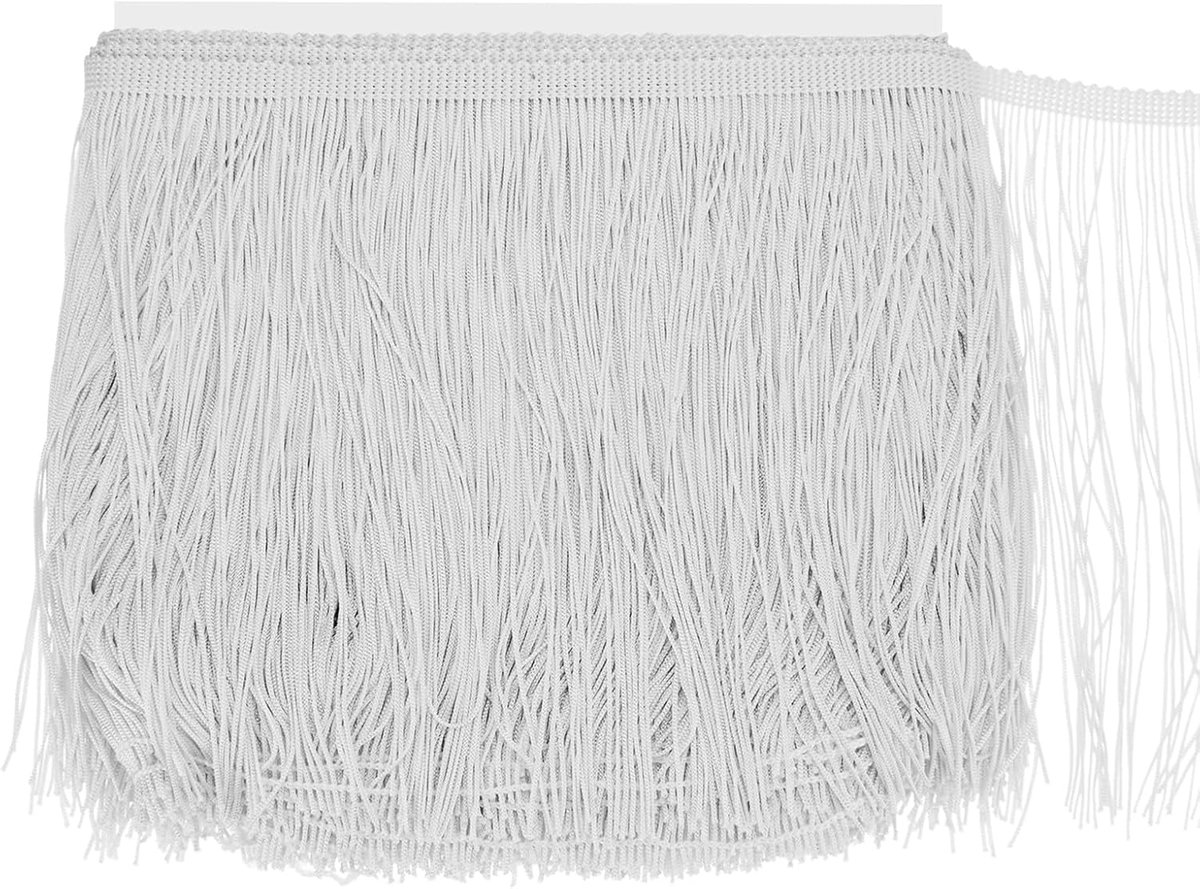 METERXITY Chainette franjes, 20 cm polyester vlecht kwastjes trim voor doe-het-zelf ambachten/Latijnse jurk/lampenkap decoratie/trouwjurk/naaien/kleding franje garen [zilvergrijs]
