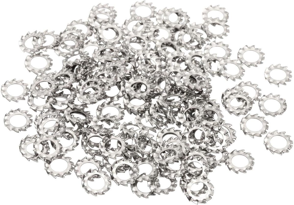 Externe tandremringen M4, 150 stuks assortimentsset gefreesde remringen van roestvrij staal 304 voor mechanische apparatuur, bevestigingsmiddelen, bevestigingen, zilver