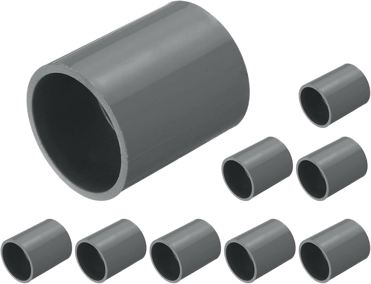 10 stuks pvc-buisfittingen, 32 mm buisverbinder, kleefmof, verloopstuk voor tuin, boerderij, irrigatie, waterbuis, grijs