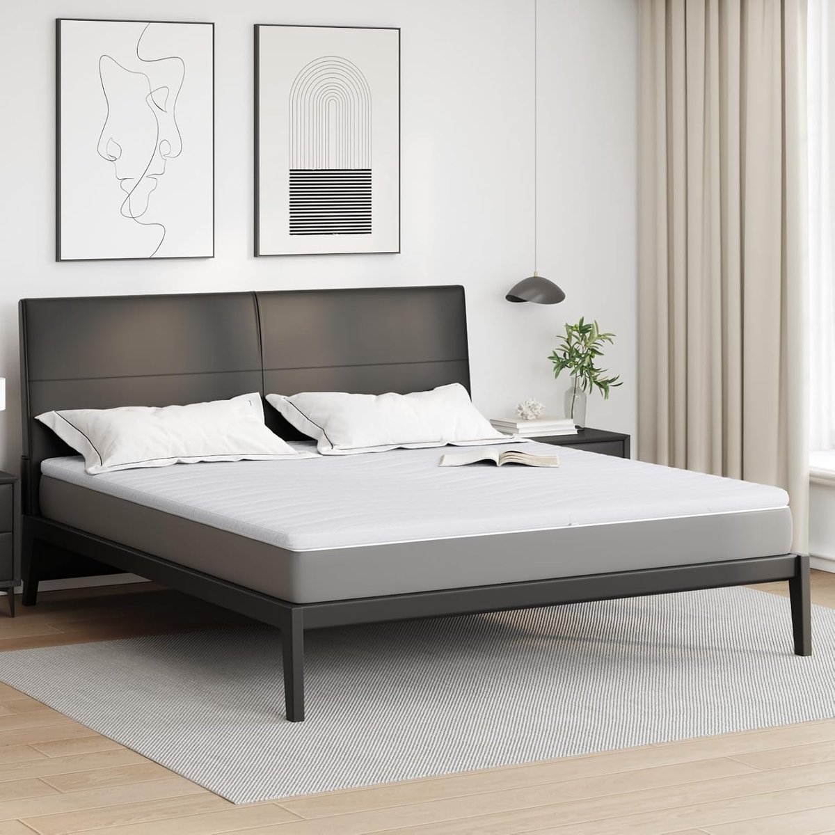 Matraspads wit, 180 x 200 cm, niet-klevend polyester, schuimmatras voor kinderkamer, logeerbed, tieners en volwassenen