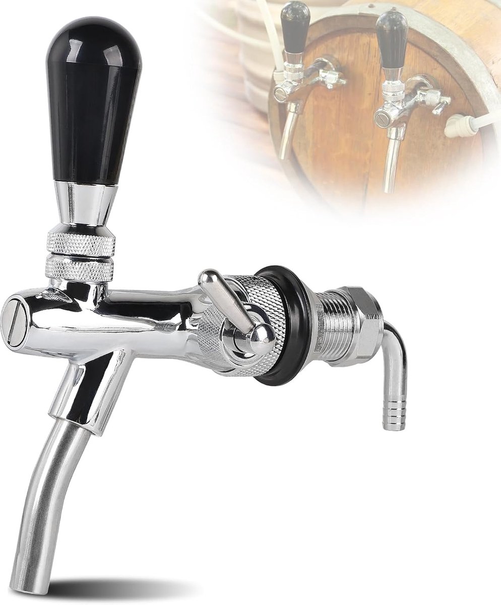 Vatkranen, tapkraan, instelbaar met schroefdraad G5/8, verchroomde bierkraan, biersteker voor thuis, bars, restaurants, zilver