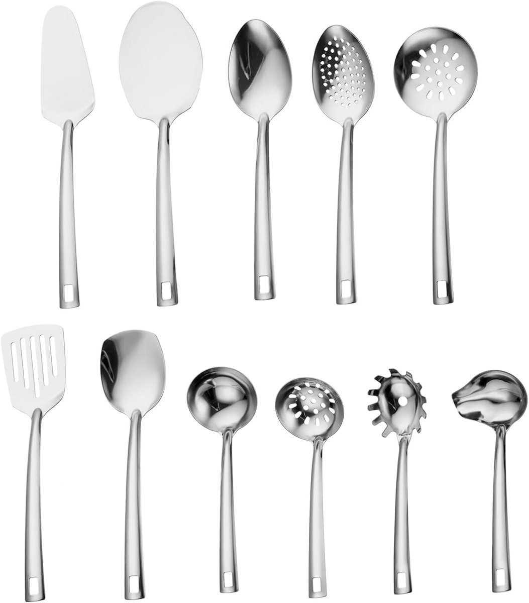 11-delig, keukenhulp-set, roestvrij staal, kookgerei, spatel, roestvrij staal, kooklepelset, kookgerei, Home Essentials keukenhulp, accessoires